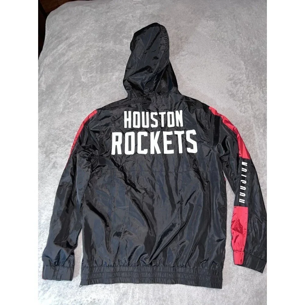 NBA HOUSTON ROCKETS Mens Black Hooded Rain Pullover Sz S
